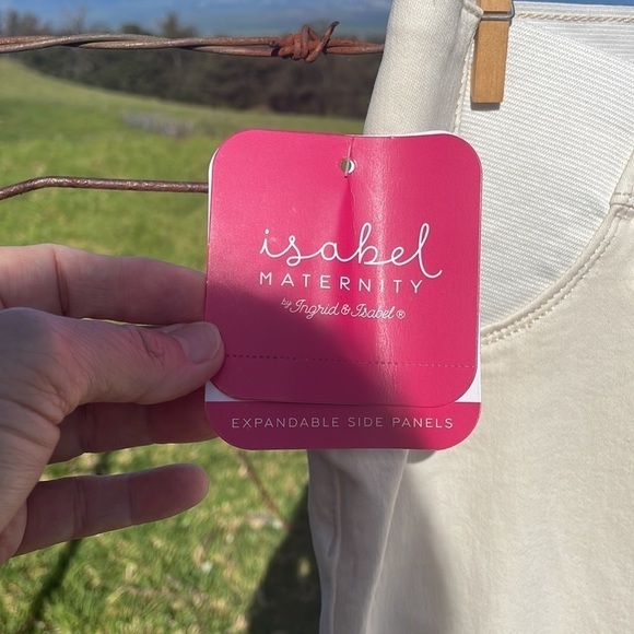 Nwt Isabela Maternity Cream Expandable Panels Jeans 12 - Picture 5 of 7